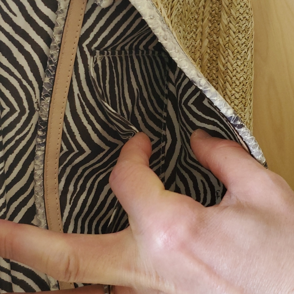 Nwot. Coach Straw Clutch With Python Leather Trim… - image 8